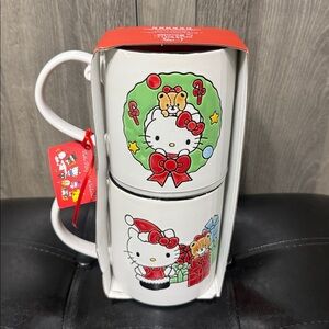 New Blue Sky Clayworks Hello Kitty Christmas Textured 2 Piece Coffee Mug Set